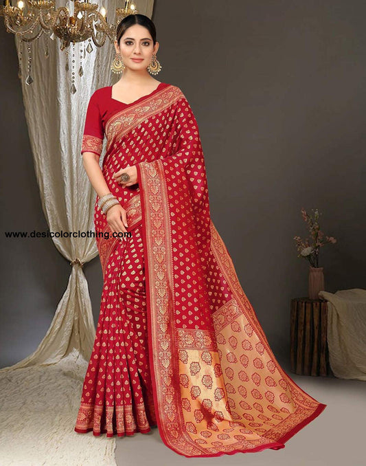 Red Jacquard Silk Saree