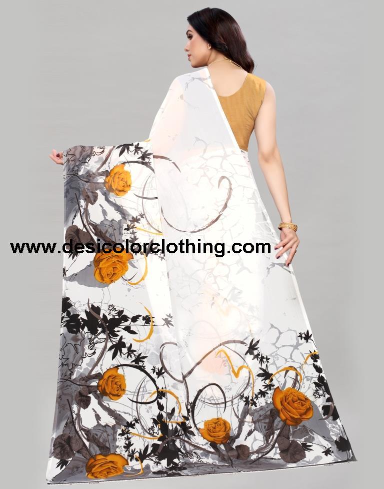 White Printed Saree | 2081S631