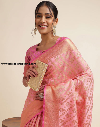 Rose Pink Silk Saree