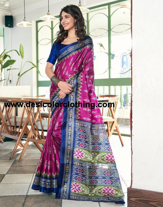 Wine Silk Printed Saree