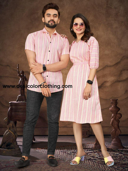 Veer-Zara-2 Pure Cotton Couple Combo (Shirt & Tunic)