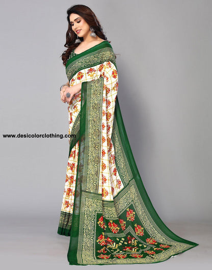 White Printed Saree