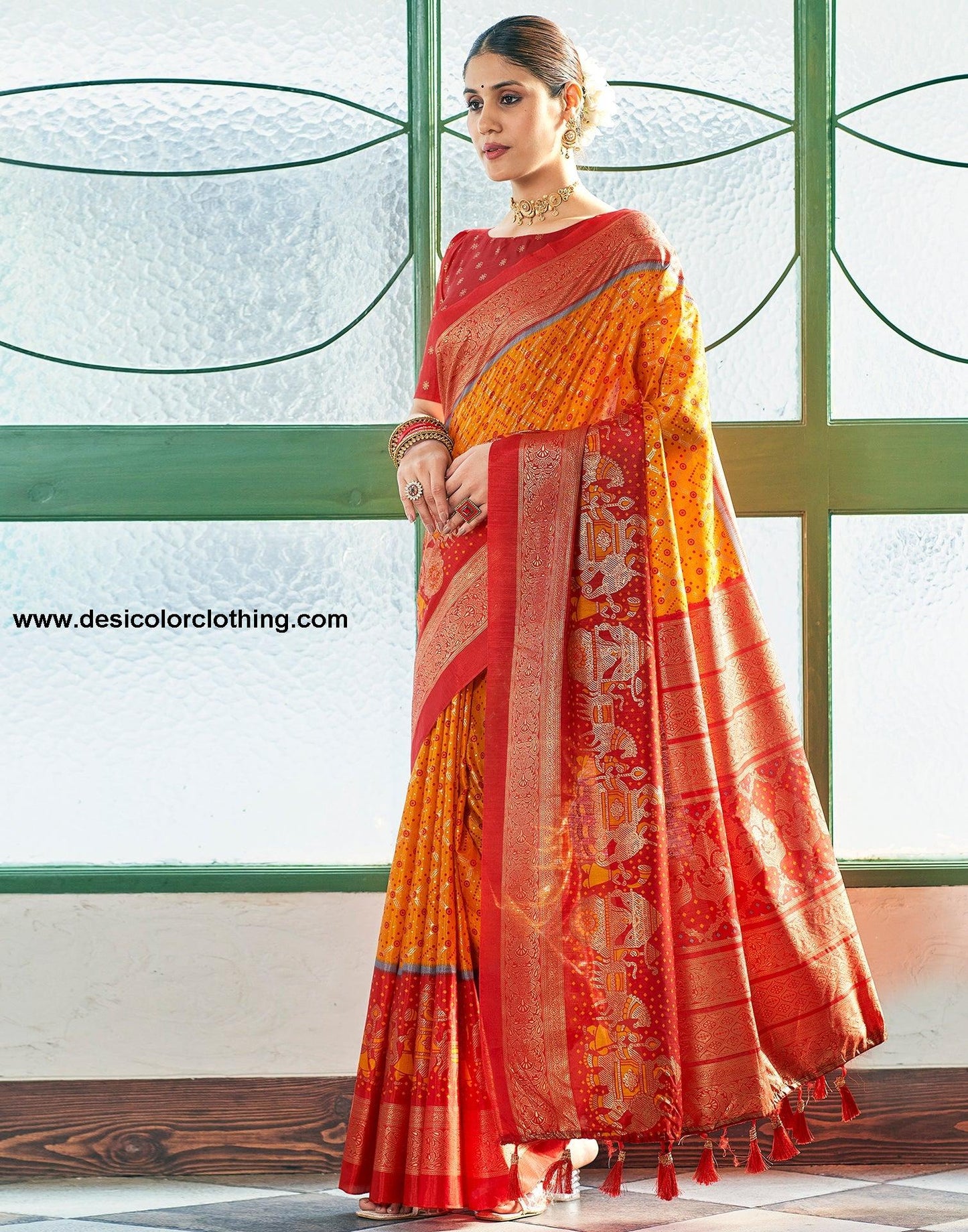 Turmeric Silk Printed Saree