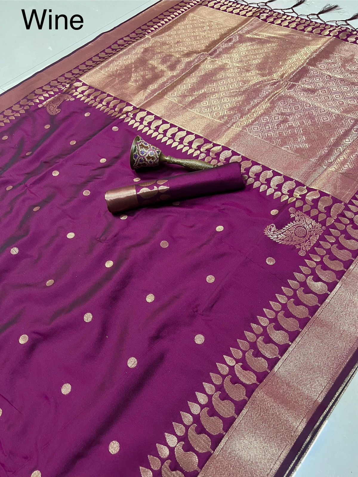 Product Image - Exquisite Pure Silk Banarasi Saree with Gold Jari and Butta Design