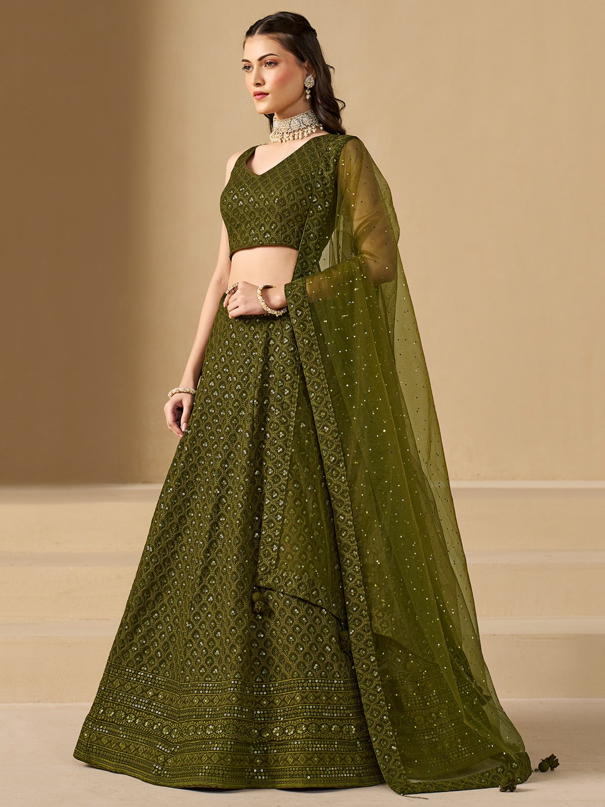 Product Image - Bridesmaid Lehenga Choli - 5124-Mehndi