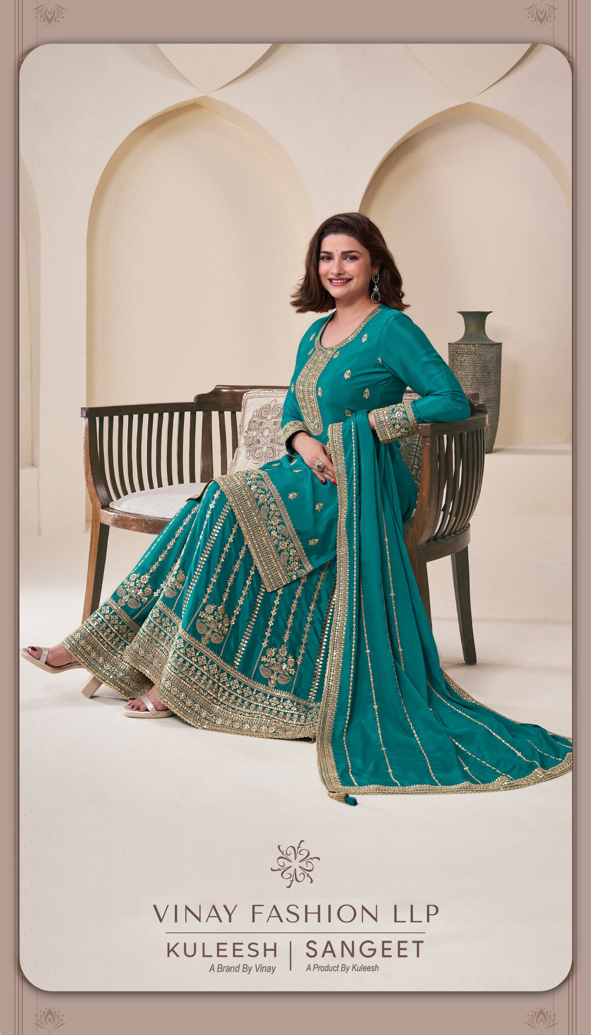 Product Image - KULEESH - SANGEET Designer Georgette Saree - Embroidered Chinon Fabric