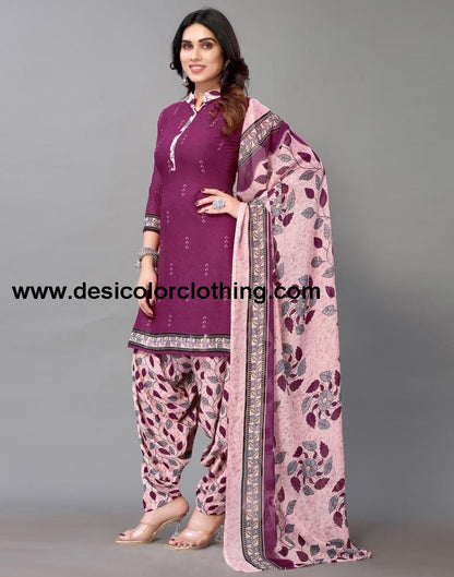 Printed Polyester Unstitched Salwar Suit Material