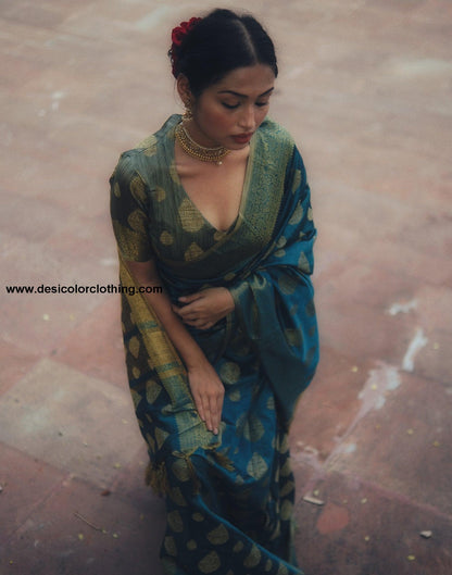 Rama Green Banarasi Silk Saree