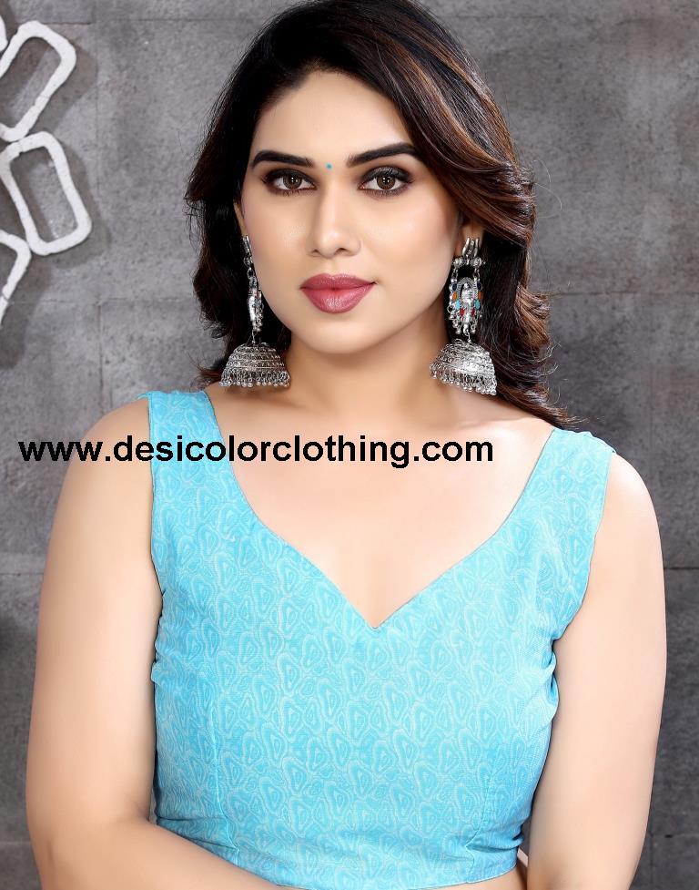 Sky Blue Georgette Floral Printed Saree