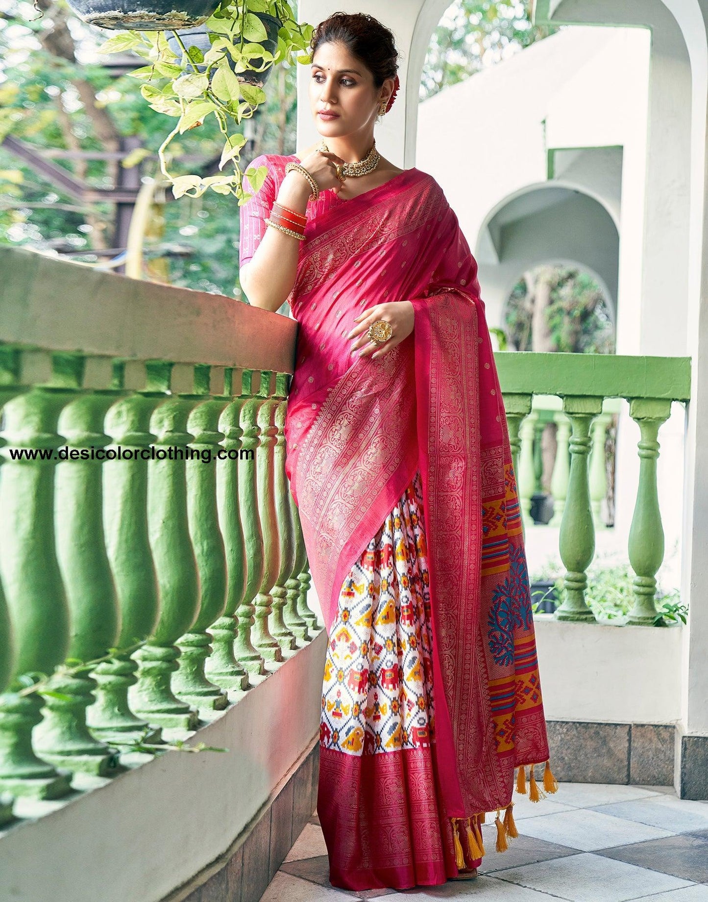 Pink Silk Printed Saree