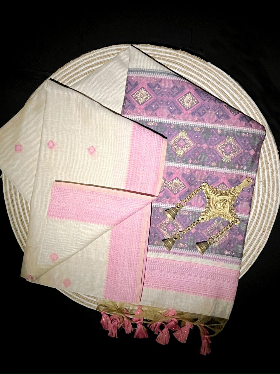 Product Image - Designer Muga Silk Saree with Contrast Weaving Border – Festive Wear