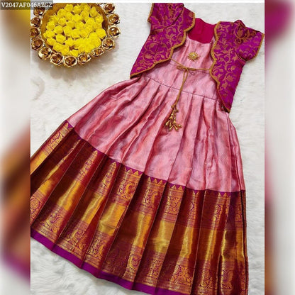 Product Image - Designer Zari Weaving Gown with Koti | Festive Wear Gown for All Ages