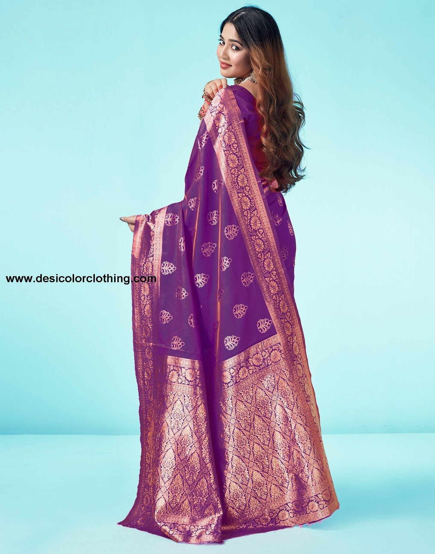 Dark Purple Jacquard Silk Saree