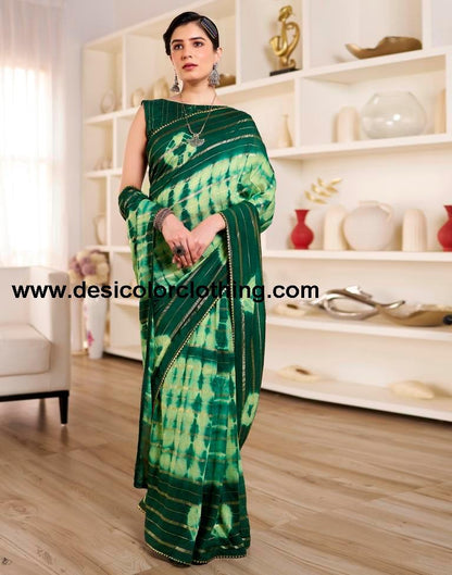 Pista Green Chanderi Printed Ready To Wear