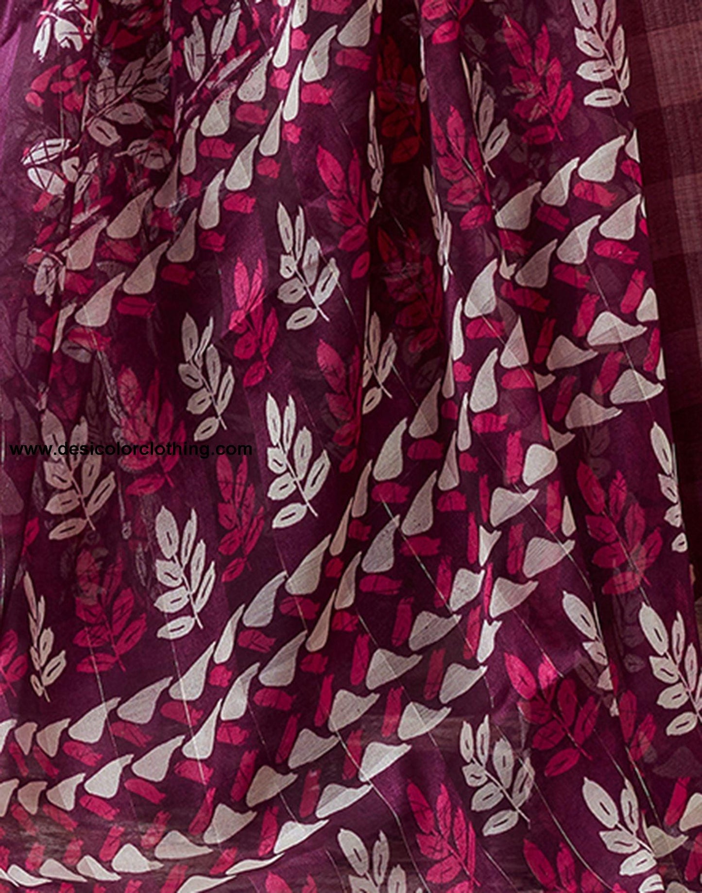Purple Printed Cotton Saree