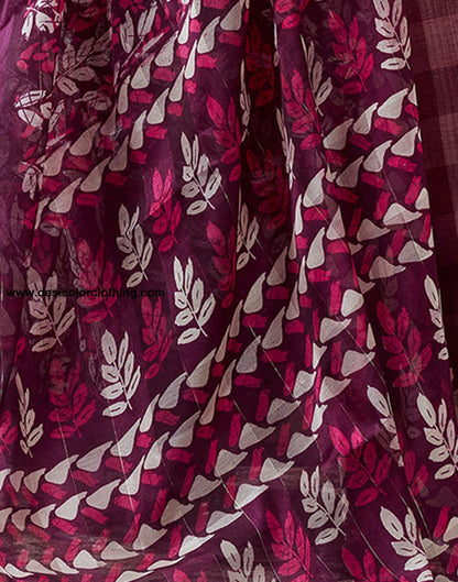 Purple Printed Cotton Saree