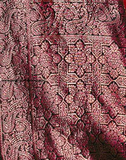 Black and Wine Jacquard Silk Saree