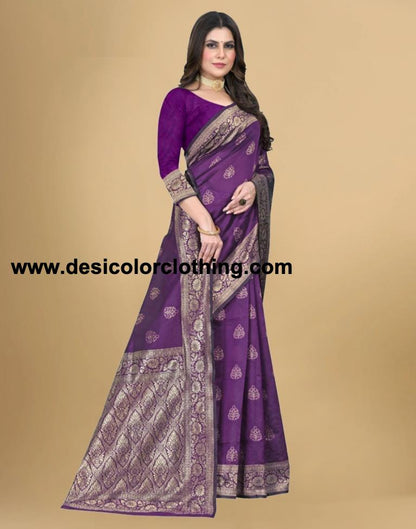 Purple Jacquard Banarasi Silk Saree