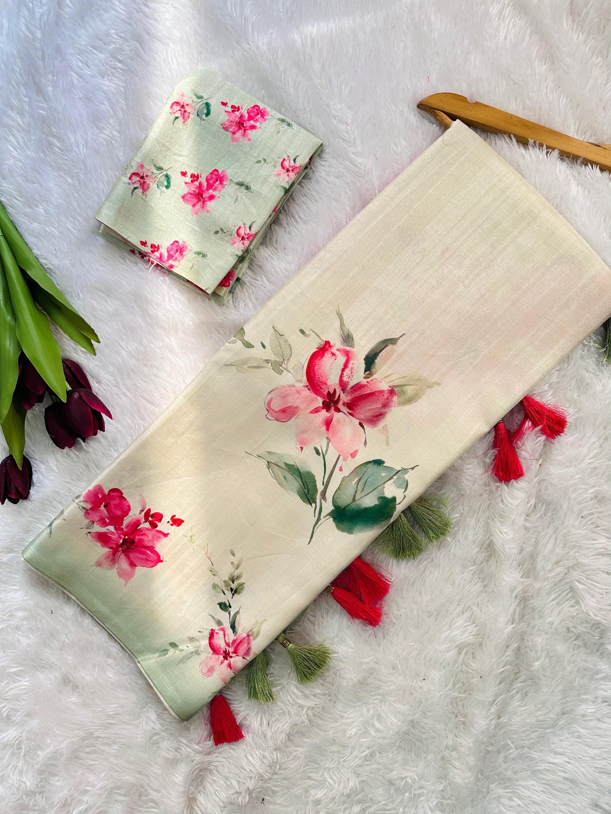 Product Image - Exclusive Tussar Silk Saree with Floral Pattern