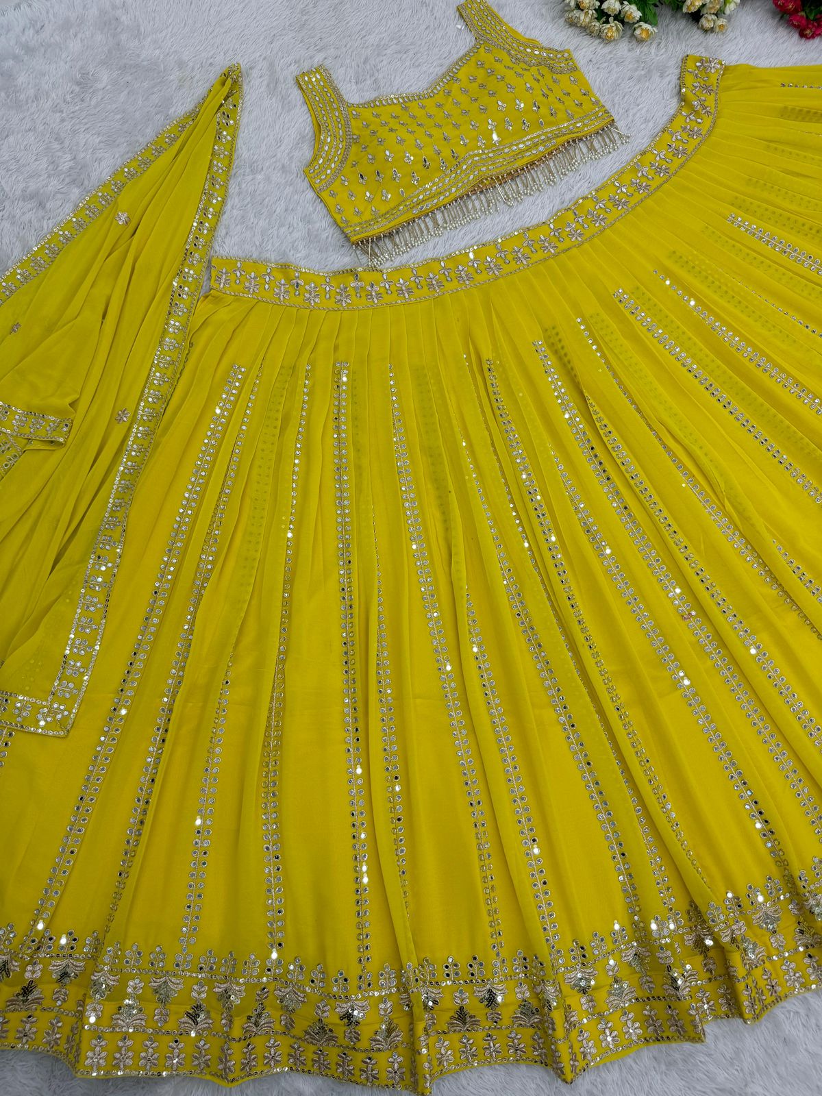 Product Image - Bridal Wear Heavy Faux Georgette Embroidered Sequence Work Lehenga Choli