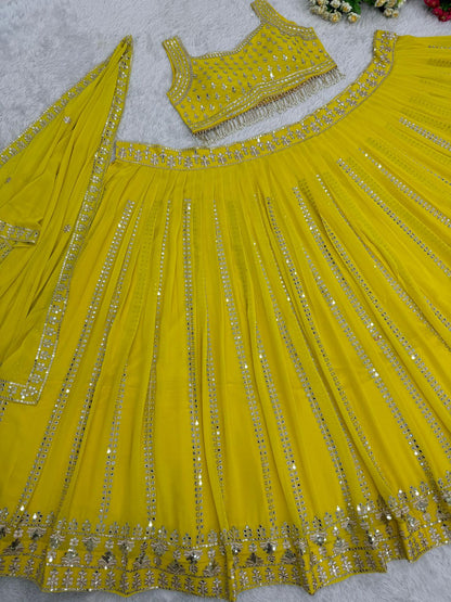 Product Image - Bridal Wear Heavy Faux Georgette Embroidered Sequence Work Lehenga Choli