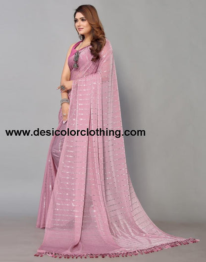 Pink Printed Saree