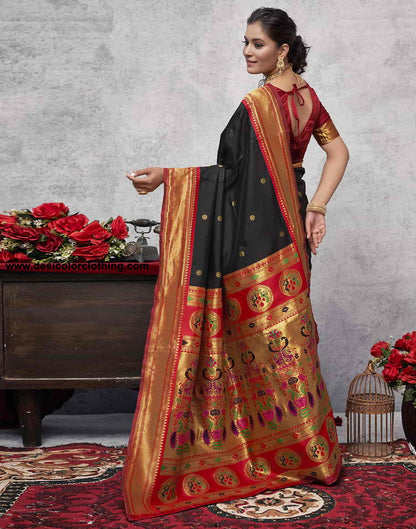 Red Paithani Silk Woven Saree