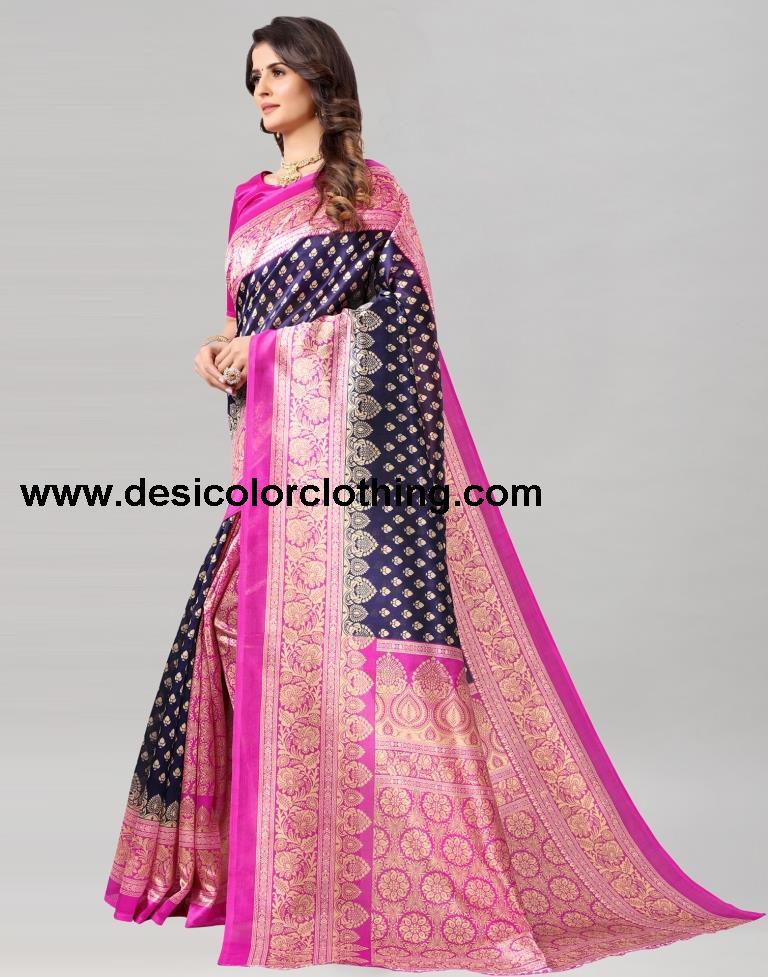 Pink Coloured Poly Silk Printed Saree | SLV2225S728