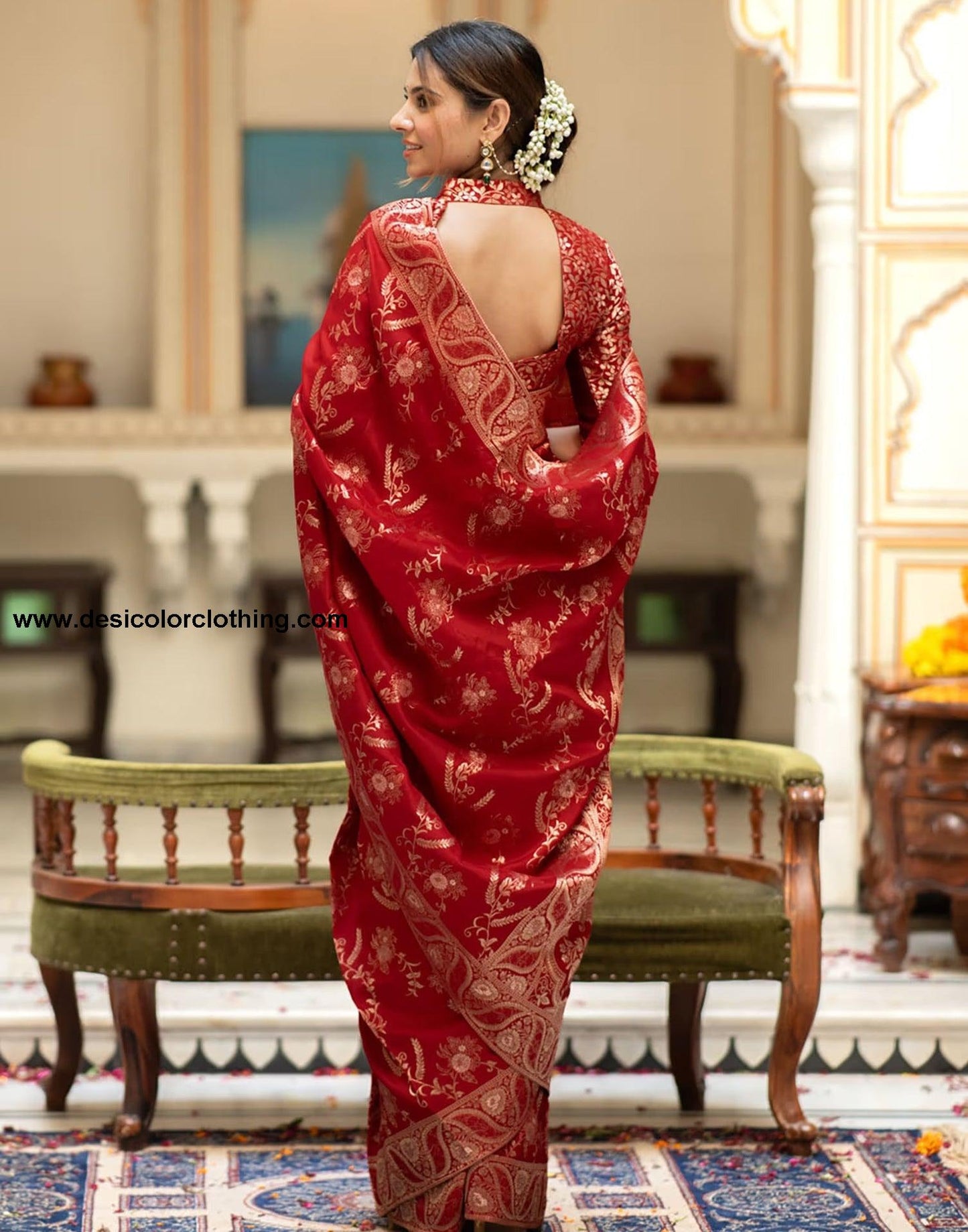 Red Silk Plain Saree