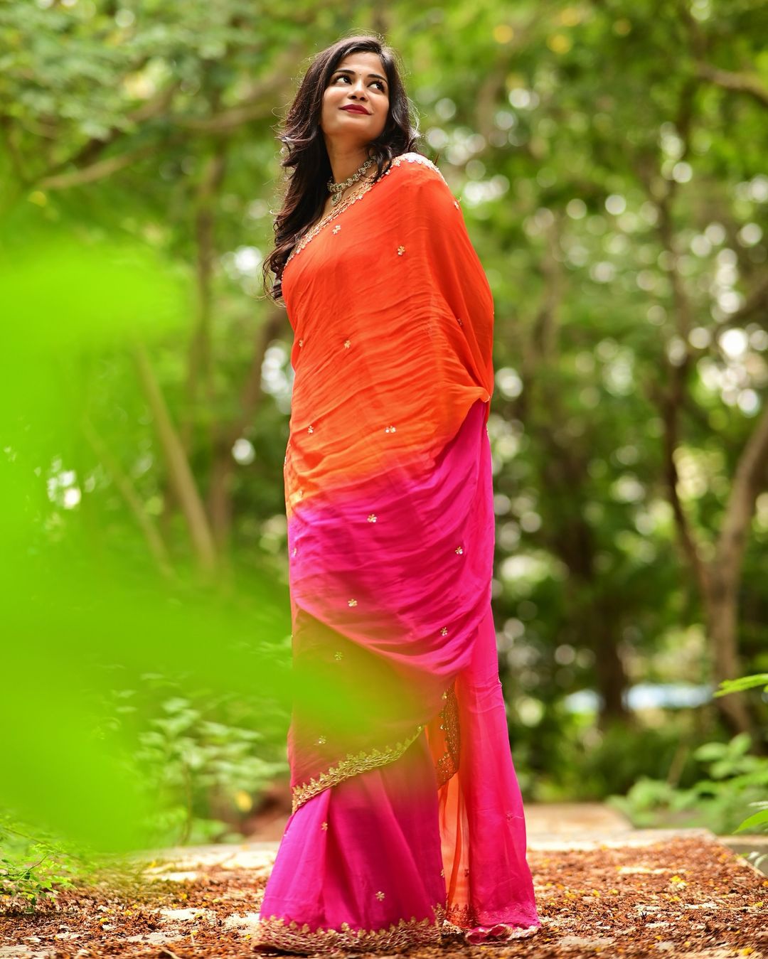 Product Image - Elegant Chinnon Saree with Heavy Embroidery and Jari Work