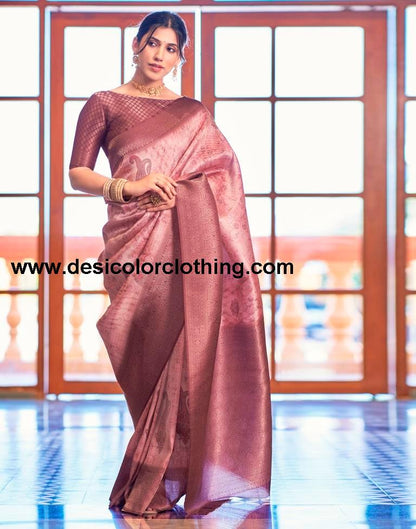 Pink Silk Printed Saree