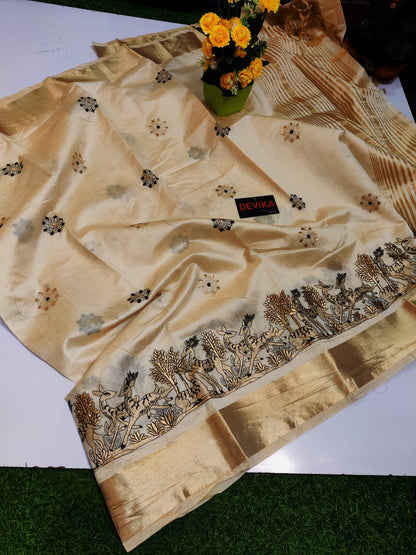 Product Image - Designer Georgette Saree with Exclusive Kalankari Weaving - Ethnic Wear