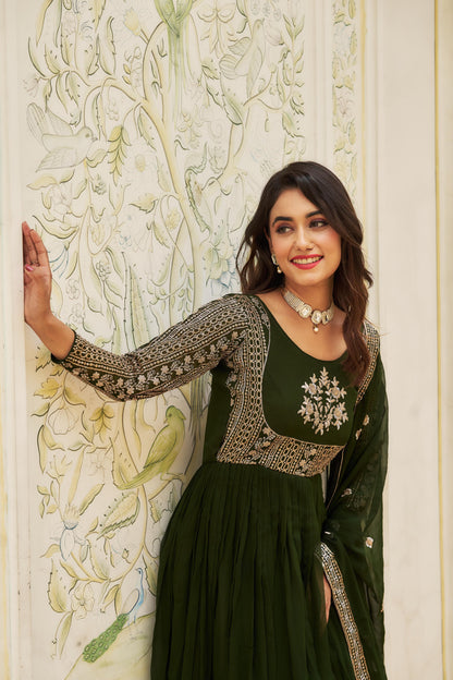 Product Image - Shree Ram Creation Festive Long Gown & Dupatta - Heavy Sequence Embroidery, Georgette Fabric