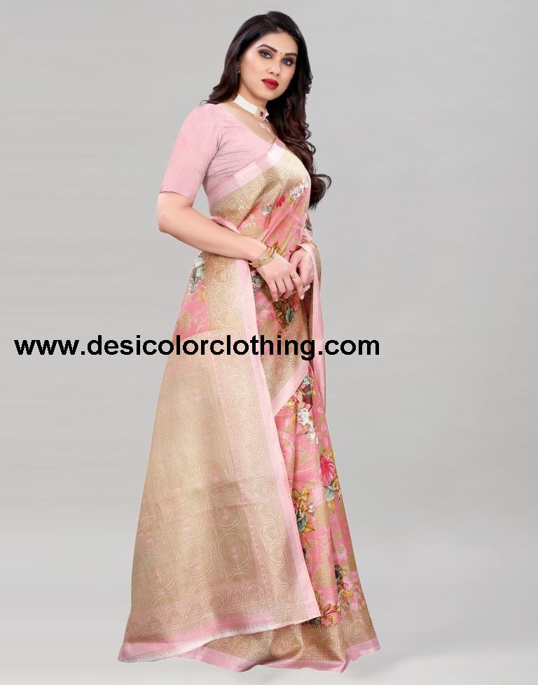 Rose Pink Khadi Silk Saree | 2108S237