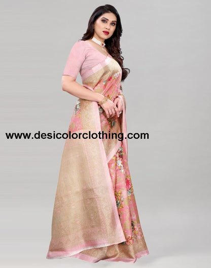 Rose Pink Khadi Silk Saree | 2108S237