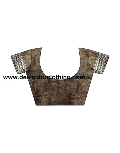 Brown Silk Printed Saree