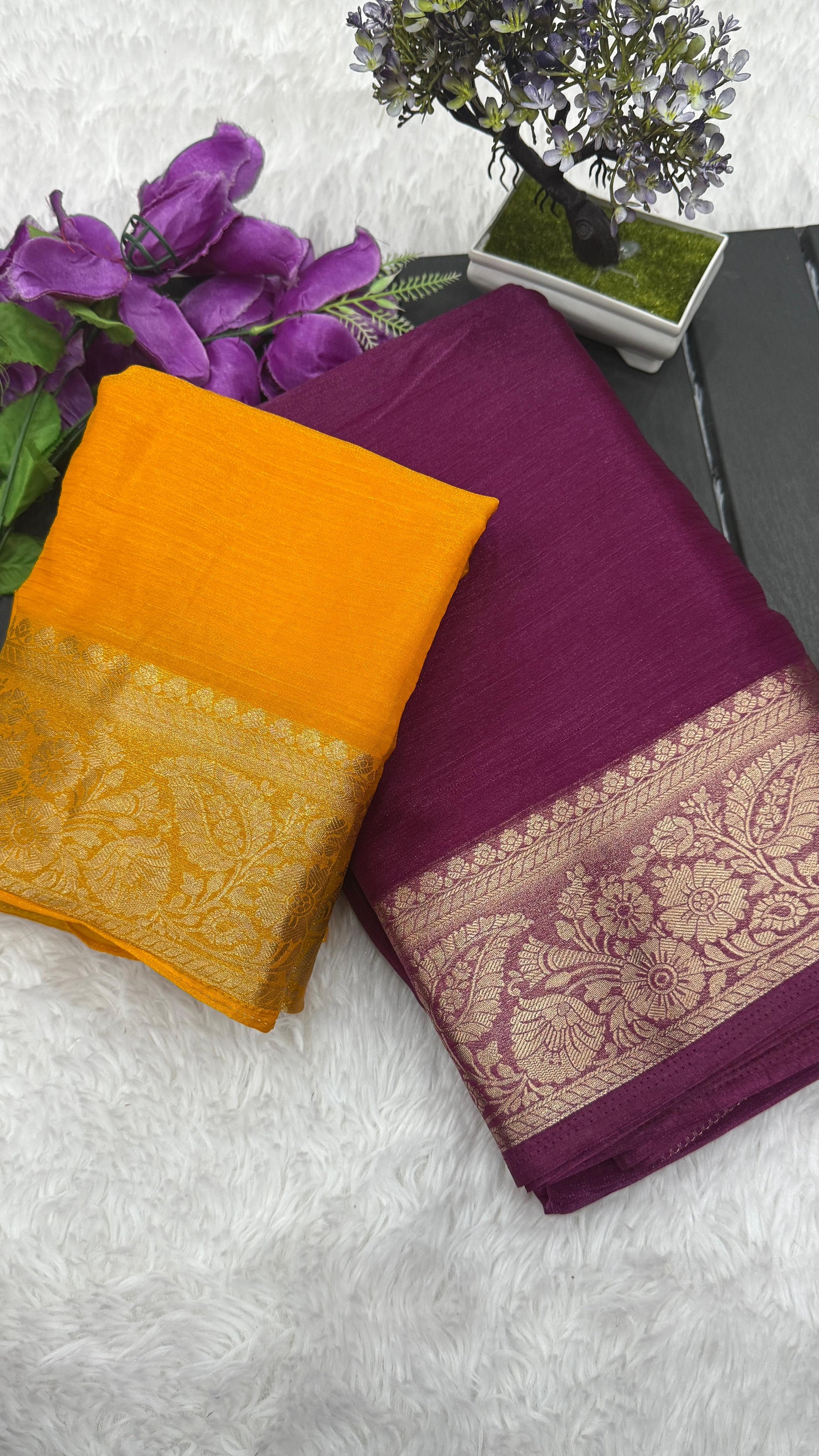 Product Image - Designer Zimichu Saree with Jacquard Border - Perfect for Festive & Wedding Wear