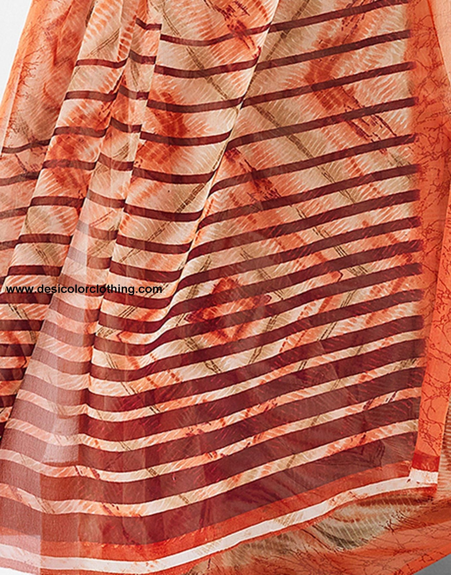Rust Printed Georgette Saree