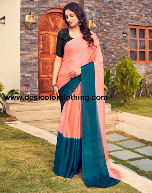 Peach Chiffon Plain Ready To Wear