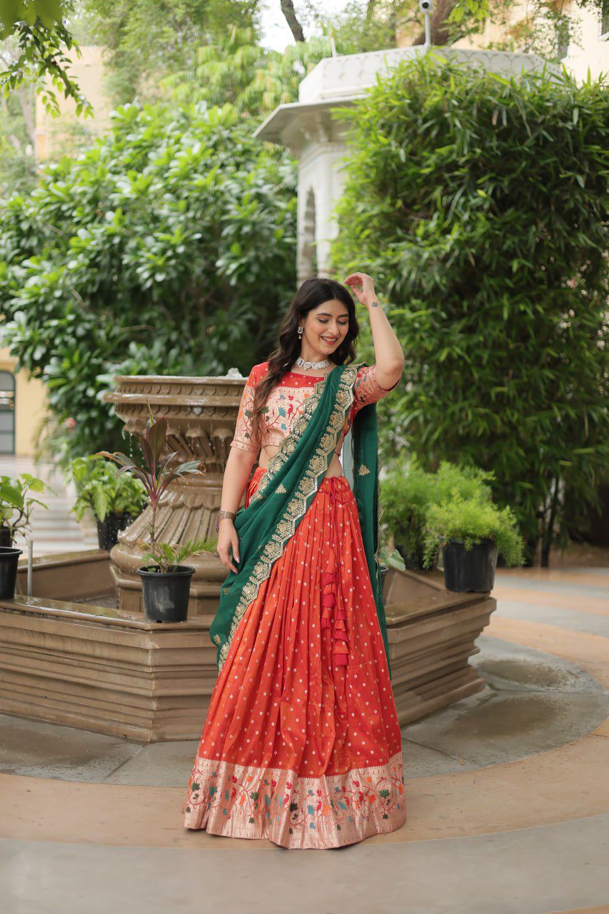 Product Image - Designer Cosmos Jacquard Lehenga Choli with Dupatta - Elegant Festive & Wedding Attire