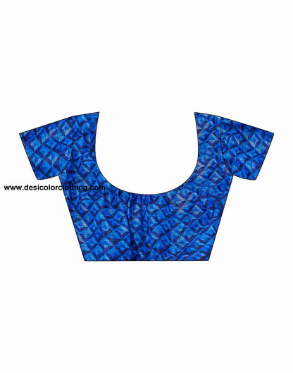 Blue Cotton Printed Saree