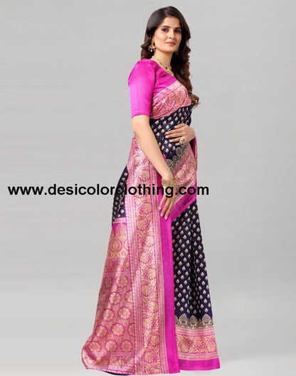 Pink Coloured Poly Silk Printed Saree | SLV2225S728