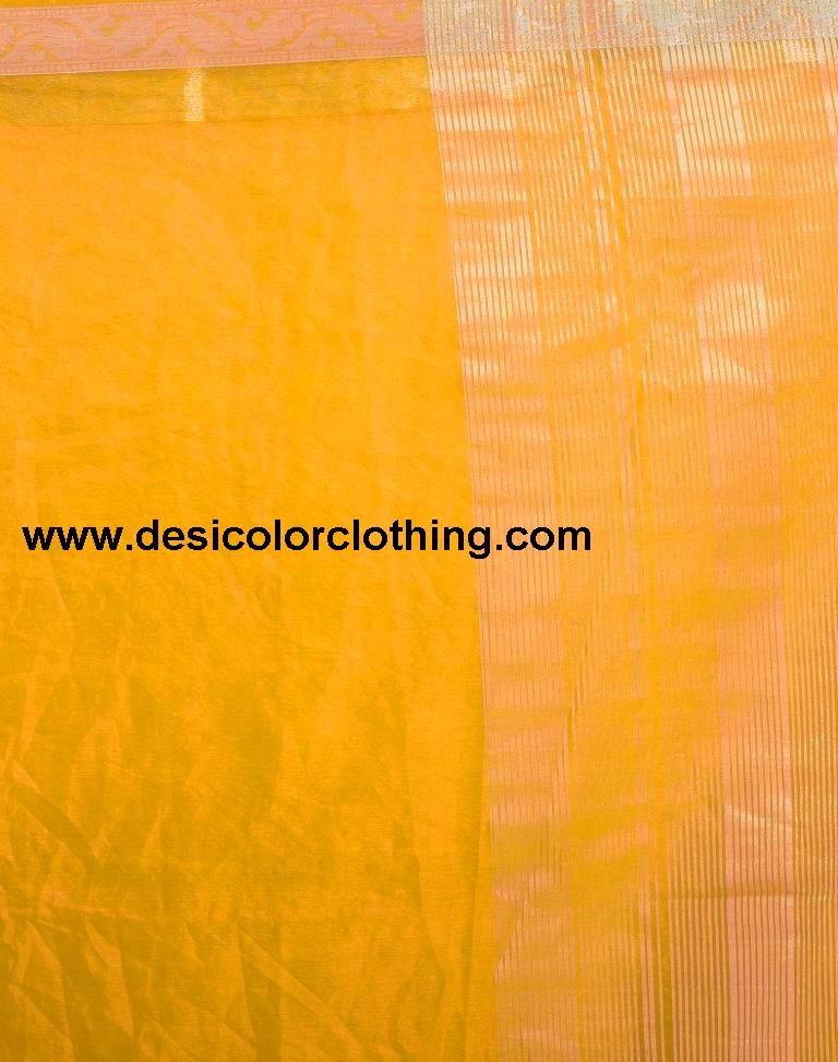 Yellow Orgenza Plain Saree