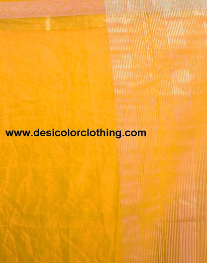 Yellow Orgenza Plain Saree