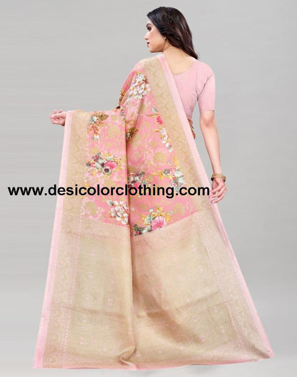 Rose Pink Khadi Silk Saree | 2108S237