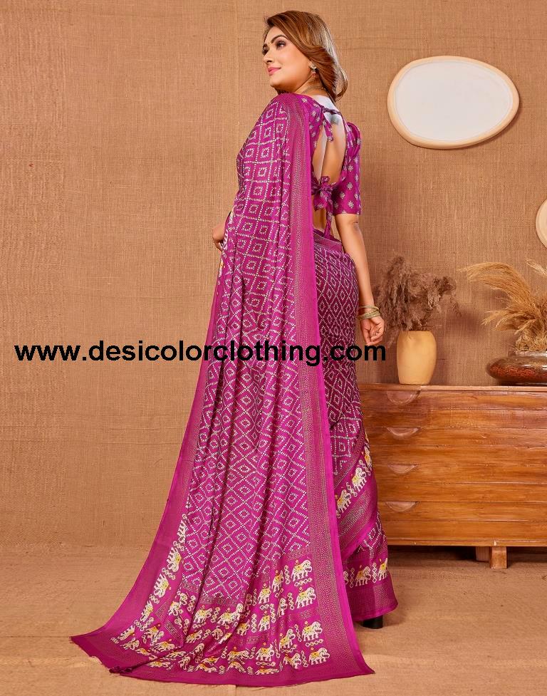 Deep Purple Printed Saree