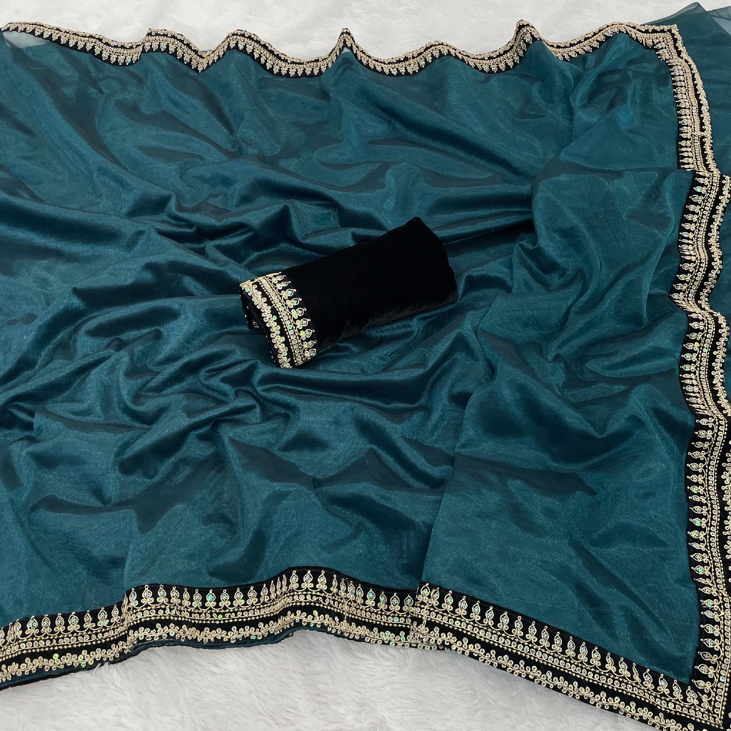 Product Image - Elegant Sequin Saree in Soft Net Fabric - 2