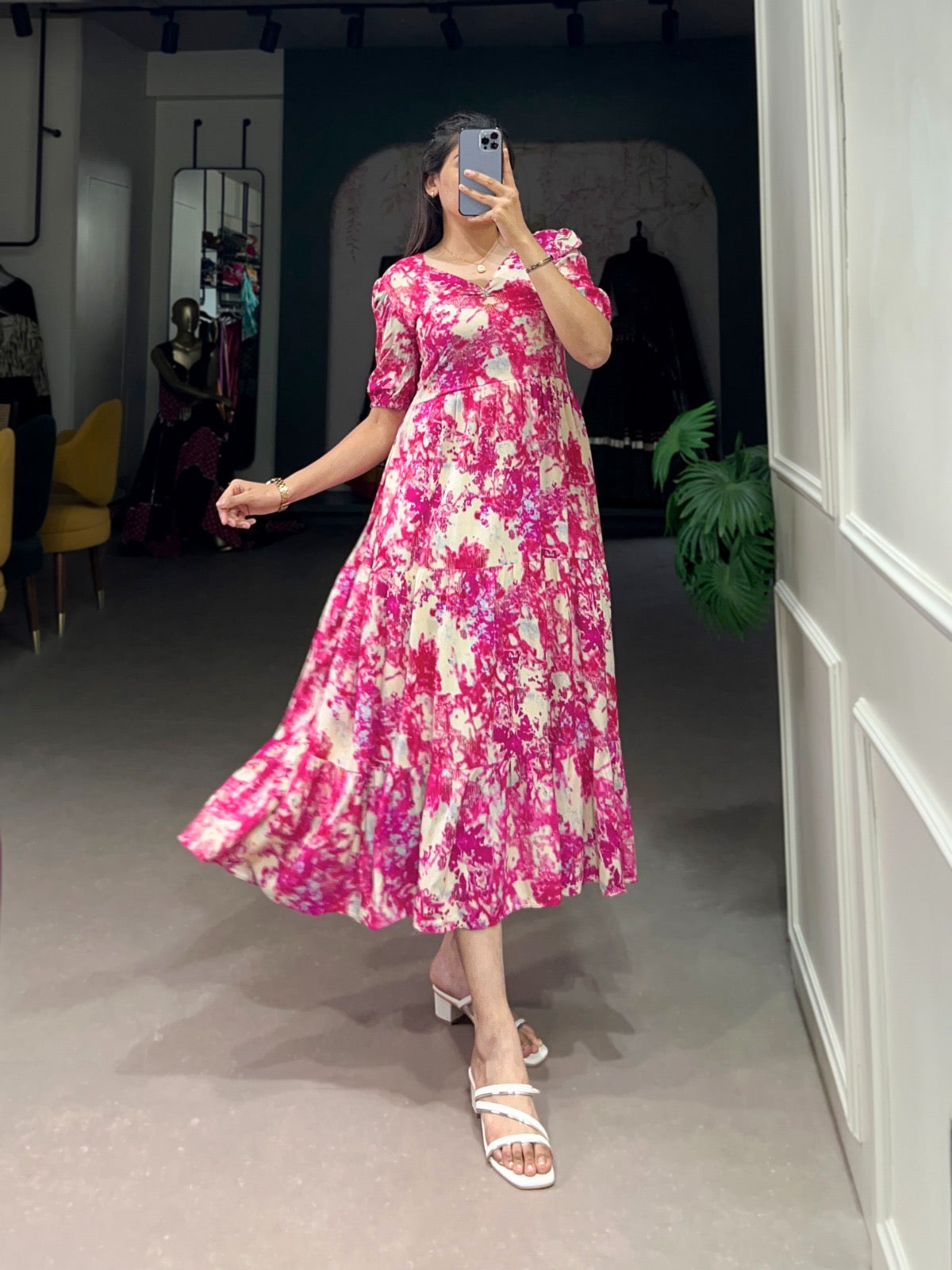 Elegant Rayon Stitched Frock - Three Layers of Endless Charm