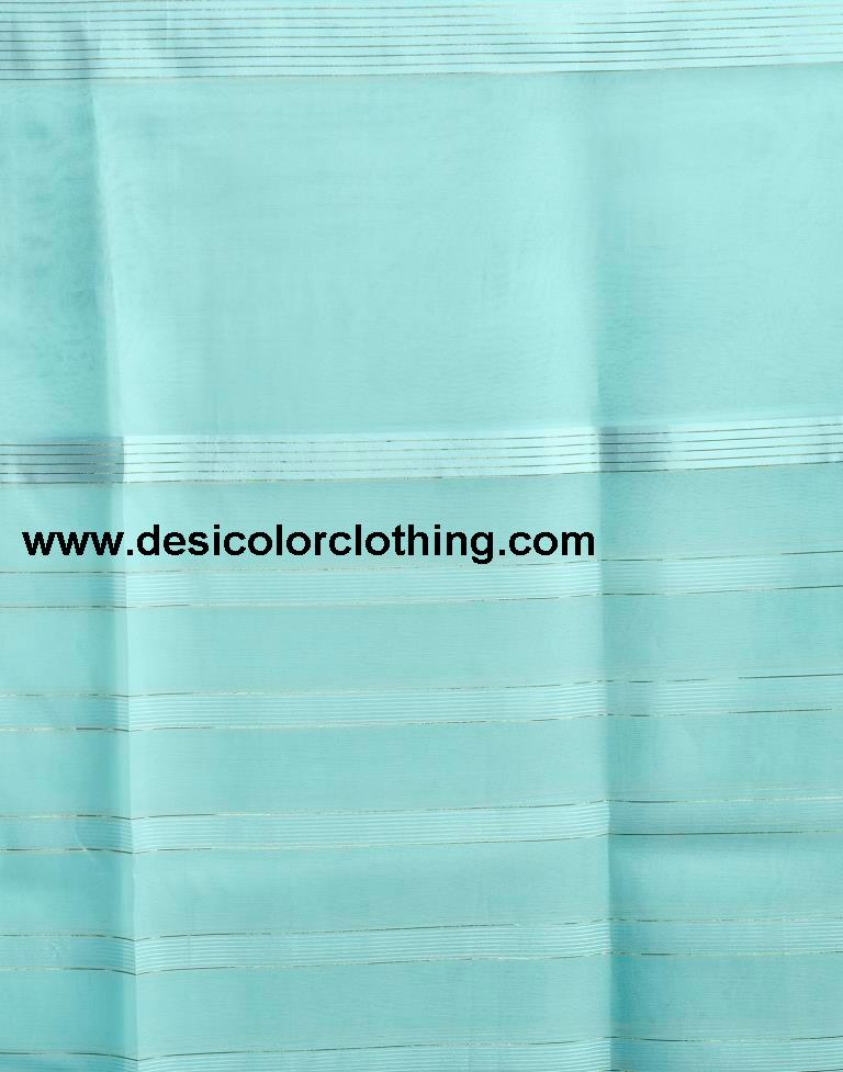 Sky Blue Orgenza Plain Saree