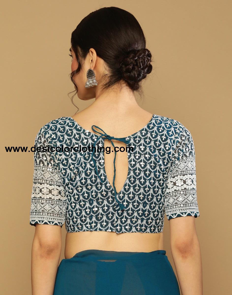 Teal Green Georgette Saree
